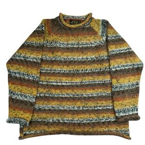 American South Side Alpaca Wool Blend Striped Mock Roll Neck Sweater Women M/L